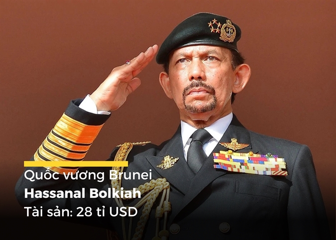 Hassanal Bolkiah, Quốc vương Brunei, là một trong ba quốc vương giàu nhất thế giới. Lối sống xa hoa và khối tài sản khổng lồ của ông là biểu tượng cho sự giàu có đến từ trữ lượng dầu khí Brunei. Dưới sự lãnh đạo của ông, Brunei đã trở thành một quốc gia có thu nhập cao.