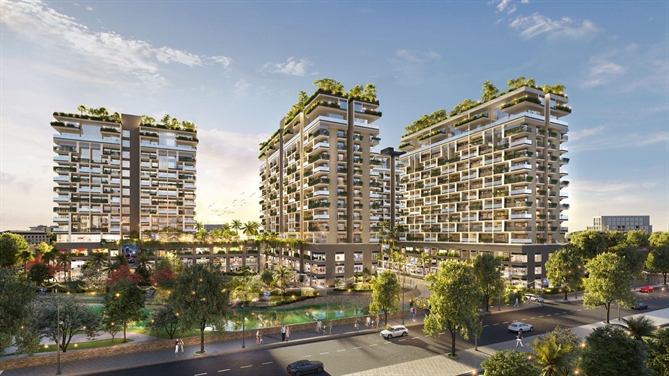 Mật độ xây dựng chỉ 25–28%, FIATO UPTOWN mang đến không gian sống rộng mở với 6m² cây xanh và 5m² mặt nước cho mỗi cư dân