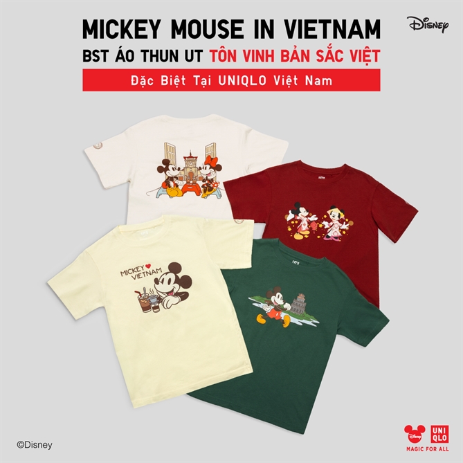 UNIQLO ra mắt 3 họa tiết mới trong bộ sưu tập UT Mickey Mouse in Vietnam, tôn vinh những nét đẹp trong văn hóa và ẩm thực Việt.