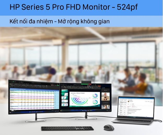 Khong gian lam viec thong minh voi man hinh HP Series 5 Pro - linh hoat toi da, hieu suat toi uu