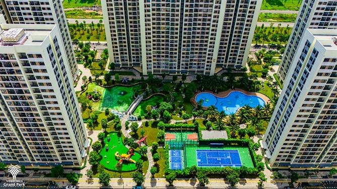 Không gian xanh trong lành ngay dưới chân các tòa căn hộ Vinhomes Grand Park