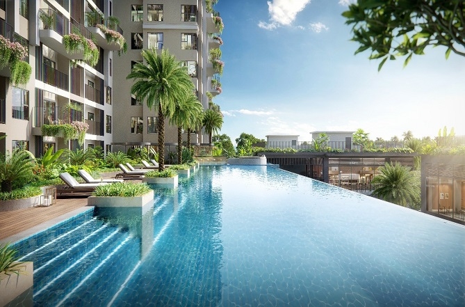 Bể bơi điện phân muối tại Sky Retreat