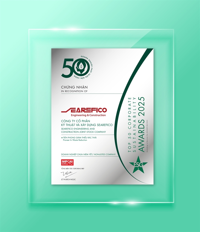 Searefico E&C duoc vinh danh Top 50 Doanh nghiep phat trien ben vung tieu bieu 2025