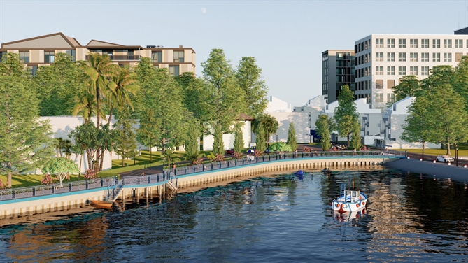 Dự án đường đi bộ ven sông Như Ý mới đi vào vận hành đang mở ra không gian trải nghiệm mới  cho ngành du lịch Huế  (Ảnh phối cảnh minh hoạ)