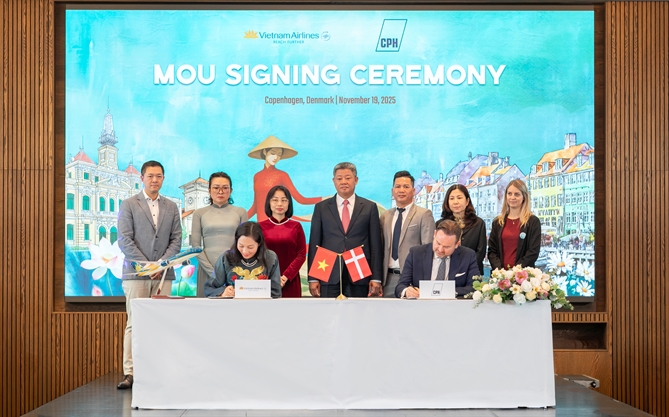 Vietnam Airlines và sân bay Copenhagen ký biên bản ghi nhớ về khai thác hạ tầng, nâng cao chất lượng dịch vụ và phối hợp triển khai các chương trình quảng bá chung