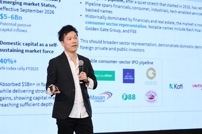 Ông Nguyễn Hòa Chung, Giám đốc điều hành, Khối Đầu tư tư nhân, TVS đã phác thảo một bức tranh toàn cảnh về thị trường vốn Việt Nam giai đoạn 2024-2025. Ảnh: TL. 