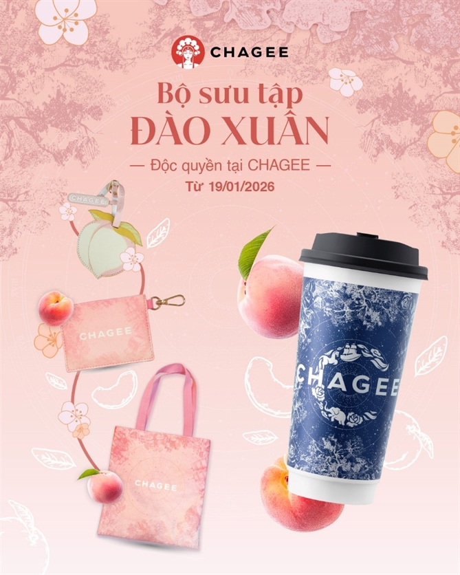 CHAGEE Việt Nam gửi lời chúc chào Xuân 2026 “Đào Khai Phúc – Trà Khai Xuân” CHAGEE Việt Nam ra mắt bộ sưu tập Đào Xuân với các quà tặng phiên bản giới hạn mang đậm dấu ấn Trà Ô Long Đào. (Ảnh: CHAGEE Việt Nam)