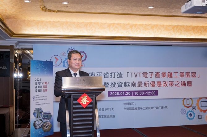 Ra mắt Khuôn viên Chuỗi cung ứng Điện tử TVT - Ninh Bình và hội thảo chính sách ưu đãi mới, thu hút FDI vào Việt Nam Chủ nhiệm Văn phòng Kinh tế Văn hóa Việt Nam tại Đài Bắc, ông Phan Kiều Chung (Ảnh: BTC cung cấp)