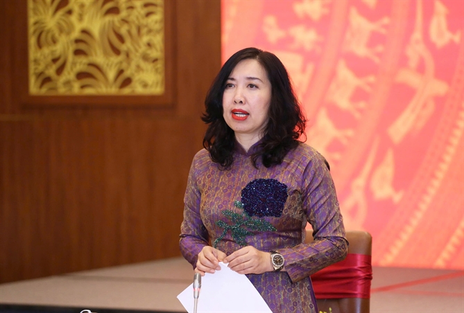Thứ trưởng Bộ Ngoại giao Lê Thị Thu Hằng phát biểu tại buổi gặp mặt