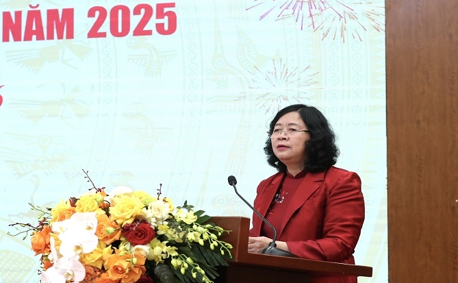 Bà Bùi Thị Minh Hoài,Chủ tịch trận tổ quốc Việt Nam phát biểu tại chương trình