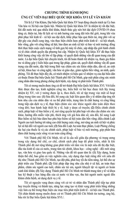 Tóm tắt tiểu sử ông Lê Văn Khảm ứng cử Đại biểu Quốc hội Khóa XVI