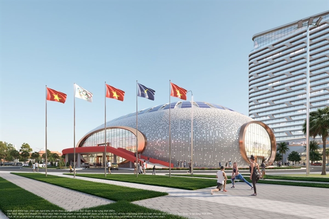 Nhà thi đấu đa năng Sportia Complex sức chứa 4.000 chỗ ngồi giúp Cần Giờ đăng cai nhiều sự kiện thể thao quốc tế