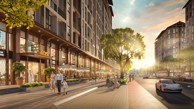 Các tòa căn hộ Park Residence nằm tiếp giáp các tuyến giao thông huyết mạch. Ảnh phối cảnh: Sun Property