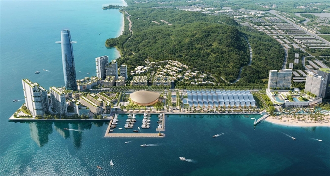 Phối cảnh cụm dự án phục vụ APEC 2027 đang được Sun Group cấp tập triển khai tại Phú Quốc.