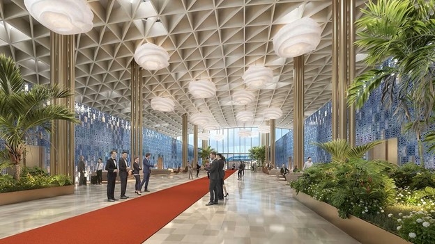 Thiết kế bên trong nhà ga hành khách mới của Cảng HKQT Phú Quốc. Ảnh: Sun Group.