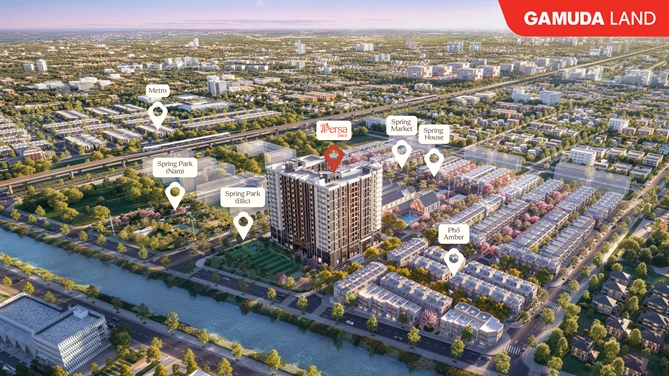 Phối cảnh tổng thể Persa Place – phân khu thiết lập chuẩn mực căn hộ quốc tế đầu tiên tại Nhơn Trạch.