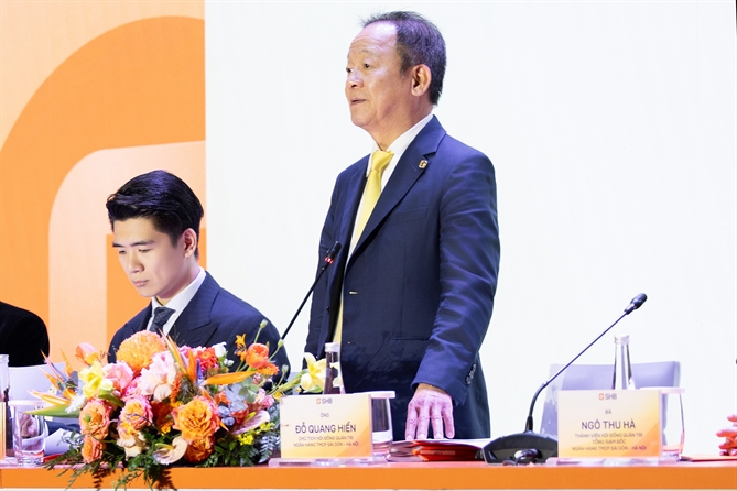 Chủ tịch HĐQT Đỗ Quang Hiển phát biểu tại cuộc họp