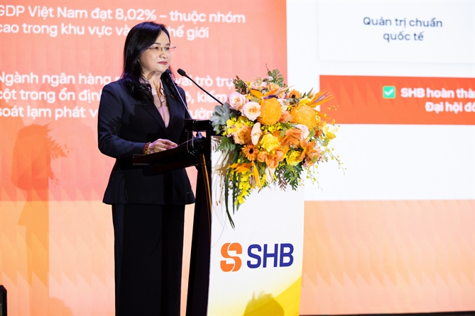 Đại hội đồng cổ đông SHB xác lập kỷ lục - Động lực cho chiến lược vươn tầm trong kỷ nguyên mới bà Hoàng Huyền Châm, PGĐ NHNN Khu vực 1 đã ghi nhận và biểu dương những nỗ lực, quyết tâm của Ban lãnh đạo và toàn thể CBNV SHB trên toàn hệ thống
