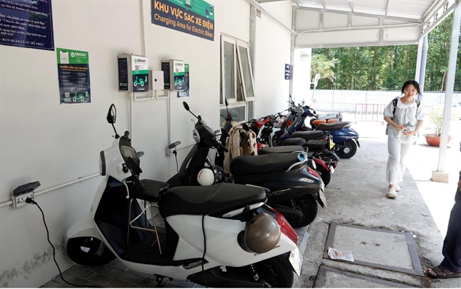 Một trạm sạc xe điện tại Việt Nam.