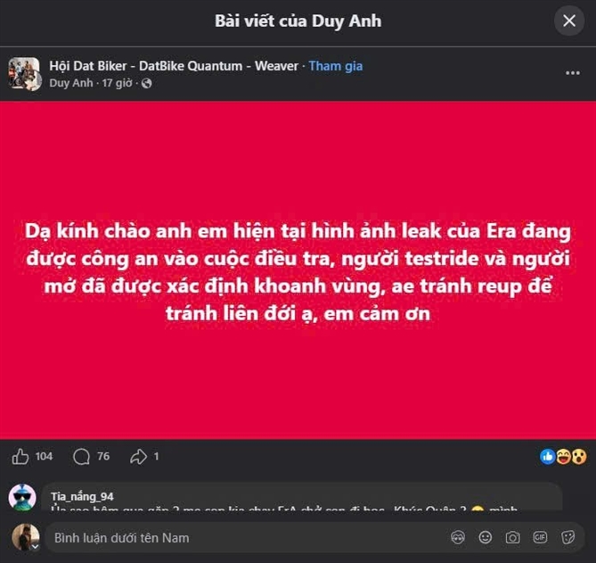 Nội dung gây xôn xao trong cộng đồng người dùng xe điện (Ảnh chụp màn hình)