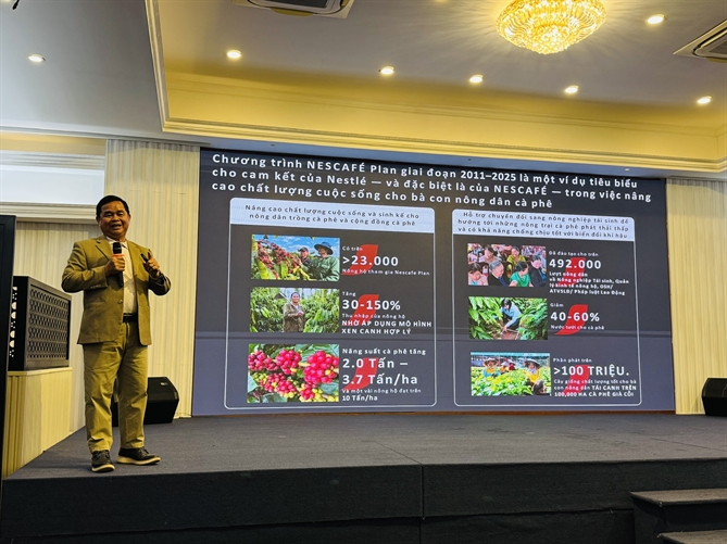 Ông Phạm Phú Ngọc chia sẻ về hành trình của chương trình NESCAFÉ Plan trong hỗ trợ nông dân chuyển đổi sang mô hình nông nghiệp tái sinh.