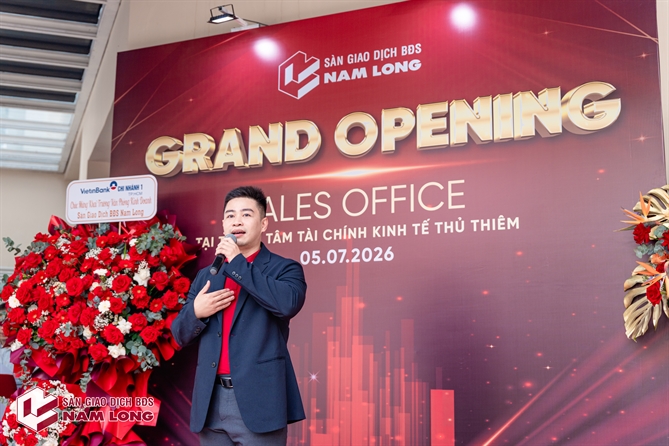 Sàn Giao dịch Bất động sản Nam Long khai trương văn phòng kinh doanh mới tại Thủ Thiêm Ông Lương Anh Tú, Giám đốc Sàn Giao dịch Bất động sản Nam Long, phát biểu tại sự kiện.