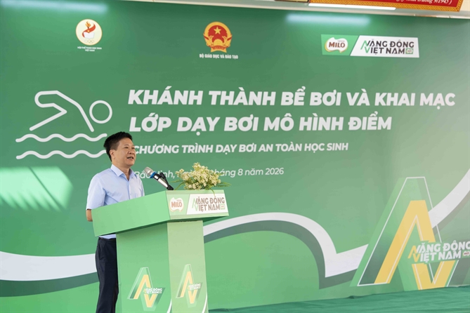 Ông Nguyễn Nho Huy – Phó Vụ trưởng Vụ Học sinh, Sinh viên (Bộ Giáo dục và Đào tạo)_ Phó Chủ tịch, Tổng Thư ký Hội Thể thao học sinh Việt Nam phát biểu tại sự kiện(1)