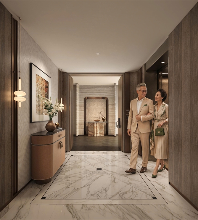 The Essence Wing - Thượng lưu tĩnh tại từ 5 chất sống giàu giá trị Riêng tư trong từng khoảnh khắc trở về, hệ thống thang máy chuyên biệt dẫn lối tới từng tư gia