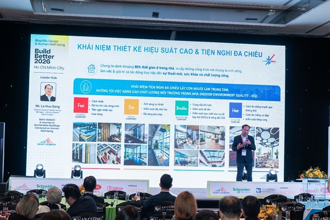 Ông Lê Hữu Sang chia sẻ về khái niệm tiện nghi đa chiều tại sự kiện Build Better 2026