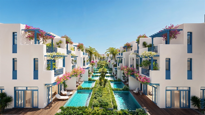 Sông Town kết hợp mặt tiền thương mại với không gian nghỉ dưỡng ven nước, phù hợp nhiều mô hình khai thác.