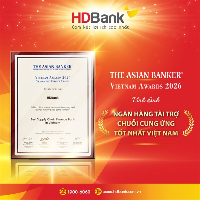 Giải thưởng Best Supply Chain Finance Bank in Vietnam ghi nhận mô hình tài trợ chuỗi giá trị chuyên sâu của HDBank.